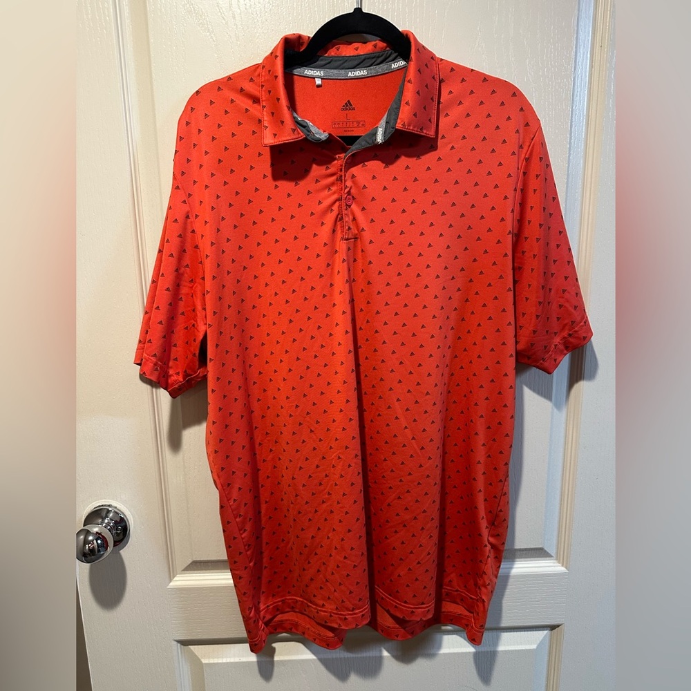 Red Adidas Print Golf Polo- Large